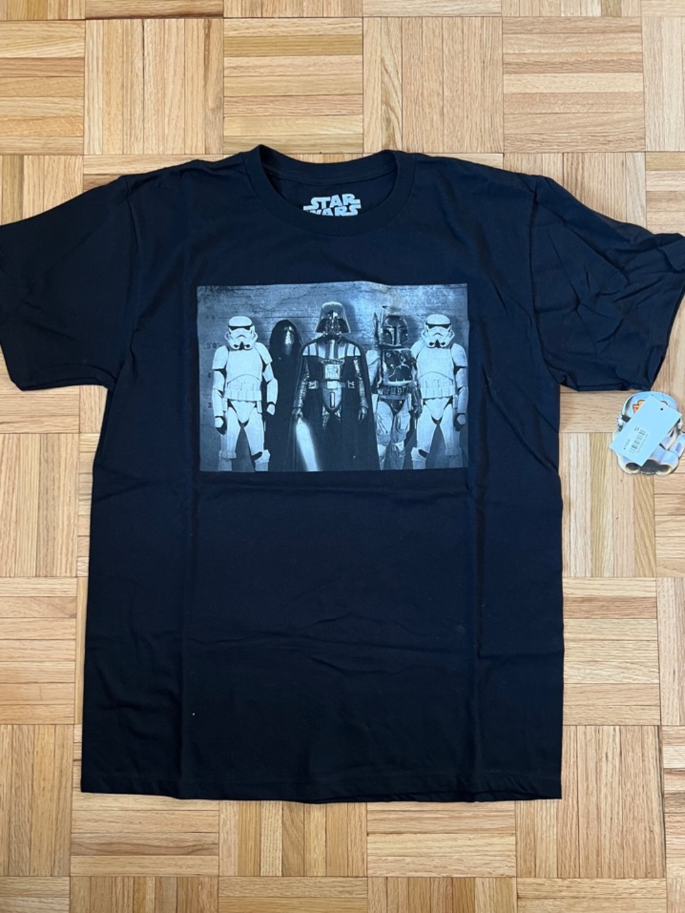 Star Wars Black Tee with Monochrome Character Panel